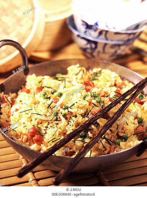 Cantonese rice and chopsticks