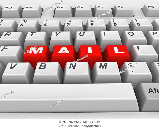 Keyboard. Mail. 3d