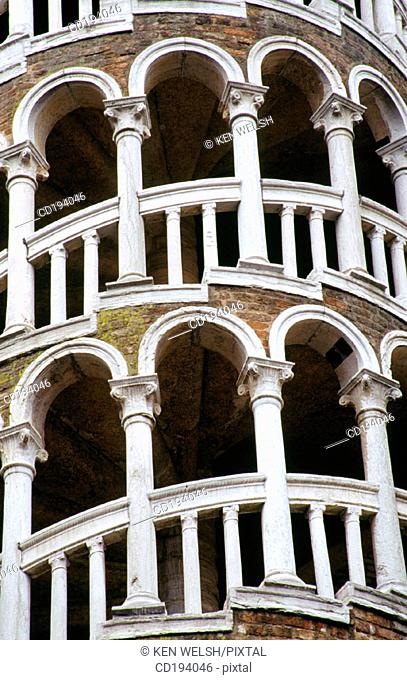 Spiral staircase of Palazzo Contarini de Bovolo. Venice. Italy