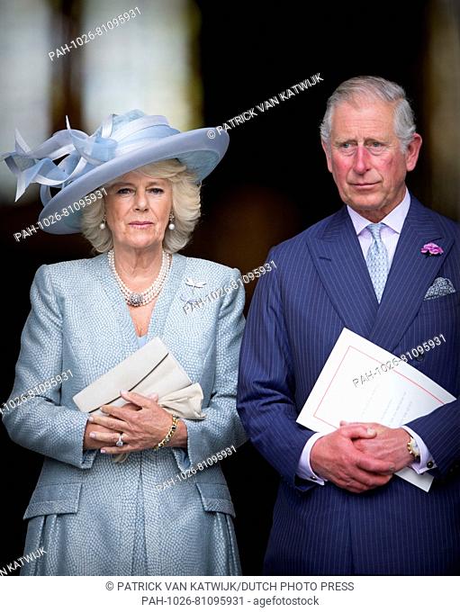 Prince Charles of Wales and Camilla Duchess of Cornwall attend the Queens 90th birthday celebrations at St Pauls cathedral in London, United Kingdom