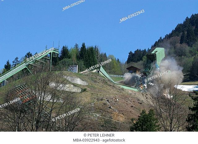 Germany, Bavaria, Garmisch-Partenkirchen, Olympic-ski-jumping hill, ski-ski jump, ski jump, ski jump, steel-construction, ski jump-installation, big-ski jump