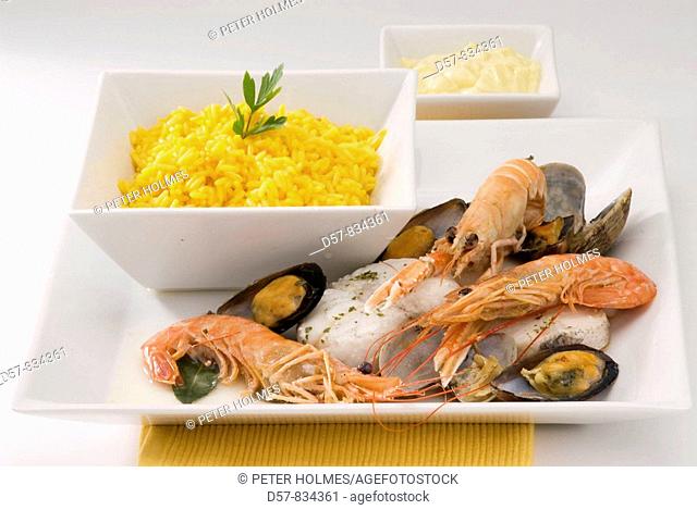 Spanish Cuisine Arroz abanda Rice and fish