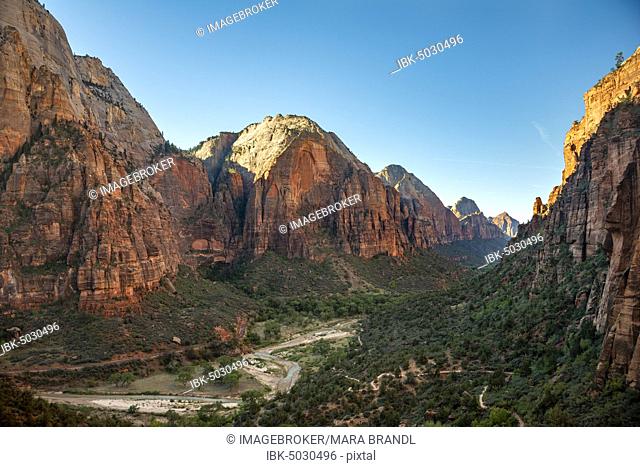 View from Angels Landing Trail to Zion Canyon, Mountain Landscape, Zion National Park, Utah