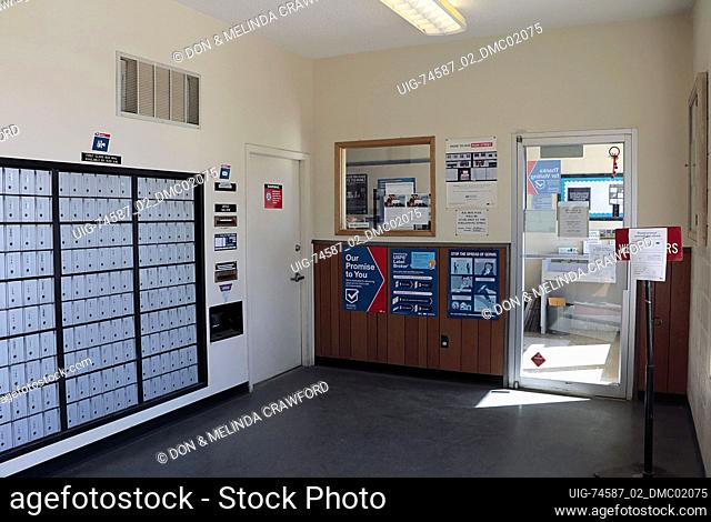 Inside view of small rural town post office in Potlatch Idaho