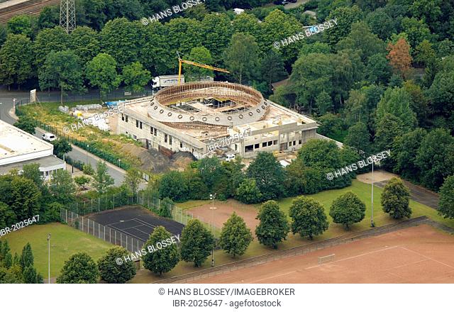 Aerial view, mosque under construction, In der Hagenbeck, Essen, Ruhr Area, North Rhine-Westphalia, Germany, Europe