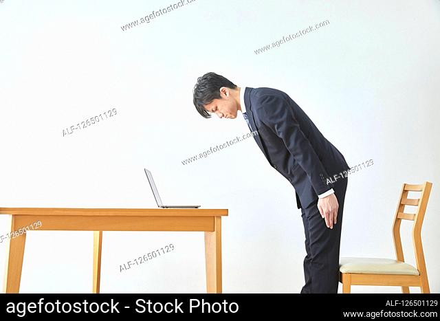 Japanese man working from home