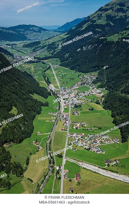 Engelbergertal, aerial picture, Wolfenschiessen, Zentralschweiz, region of Vierwaldstättersee, Switzerland