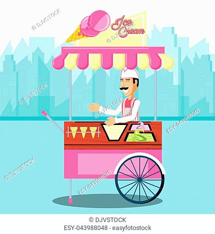 food cart vendor cartoon theme vector art illustration, Stock Vector,  Vector And Low Budget Royalty Free Image. Pic. ESY-029549963 | agefotostock