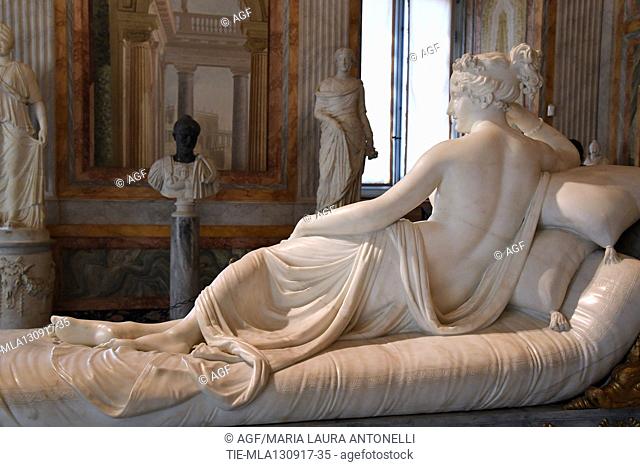 Paolina Borghese sculpture by Antonio Canova during the press conference to present the partnership between Galleria Borghese and Fendi for the establishment of...