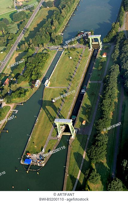 Wesel-Datteln Canal lock, Germany, North Rhine-Westphalia, Ruhr Area, Datteln