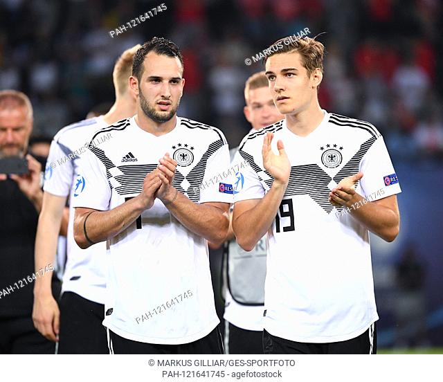 final jubilation: Levin Oeztunali (Germany) and Florian Neuhaus (Germany). GES / Football / U21 Euro: Austria -Germany, 23.06