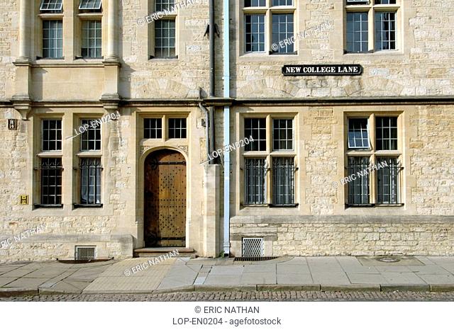 England, Oxfordshire, Oxford, New College Lane in Oxford England. The lane is named after New College, one of the older colleges in Oxford