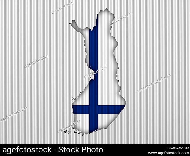 Karte und Fahne von Finnland - Map and flag of Finland