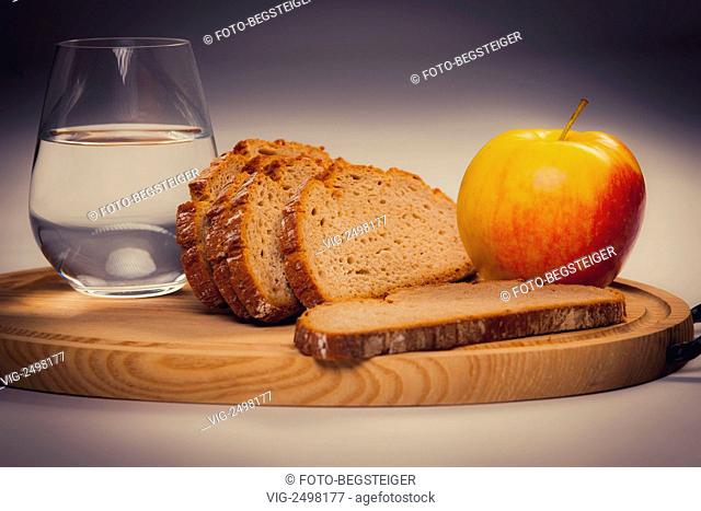 water glass, apple and bread - 07/03/2011
