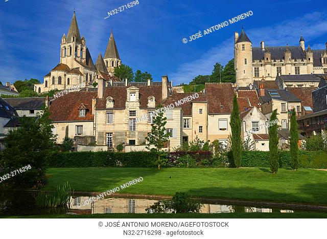 Loches, Saint Ours Church, Castle, Logis Royal Castle, Chateau de Loches, Indre-et-Loire, Touraine, Pays de la Loire, Loire Valley, UNESCO World Heritage Site