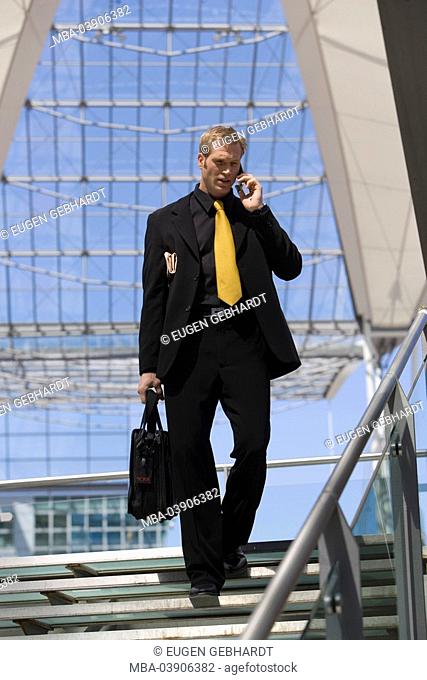 Telephone businessman, cell phone, buildings