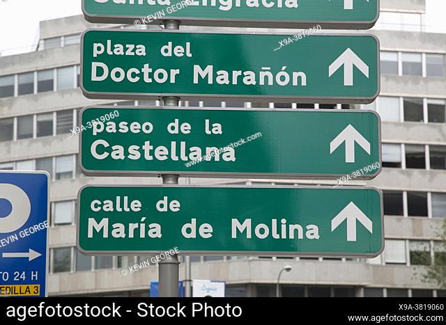 Road Sign in Madrid; Spain