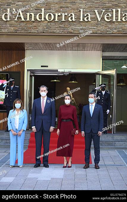 King Felipe VI of Spain, Queen Letizia of Spain visit Town hall during 2 day State visit to Principality of Andorra at Comu de Andorra on March 25