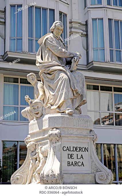 Monument for Calderon de la Barca, poet, Santa Ana square, Madrid, Spain