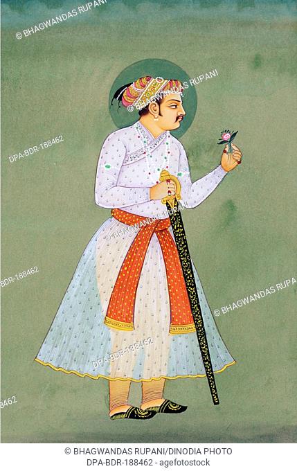 Miniature painting of mughal emperor jahangir