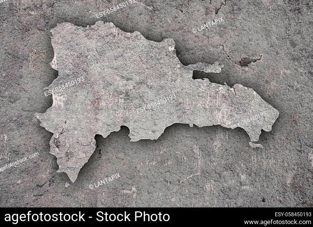 Map of Dominican Republic on weathered concrete
