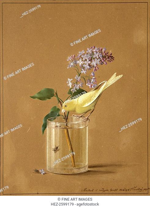 Canary Bird on a Lilac Branchlet, 1819. Found in the collection of the State Tretyakov Gallery, Moscow