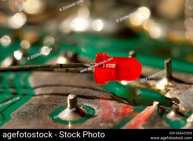 Close - up of a chip in an integrated circuit, macro