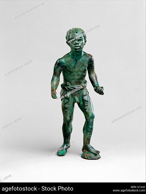 Bronze statuette of an African (known as Ethiopian) youth. Period: Hellenistic; Date: 3rd-2nd century B.C; Culture: Greek; Medium: Bronze; Dimensions: H