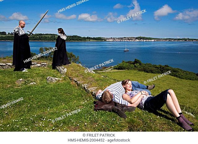 United Kingdom, Northern Ireland, County Down, Strangford, Audley's Castle, Audley's field, a backdrop for many scenes and the site of Robb Stark's camp