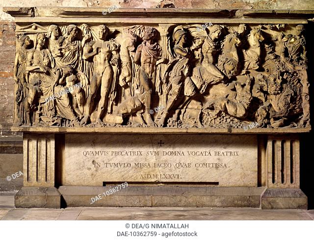 The sarcophagus with the Myth of Phaedra and Hippolytus, ca 180, carved marble, Camposanto Monumentale (monumental cemetery)