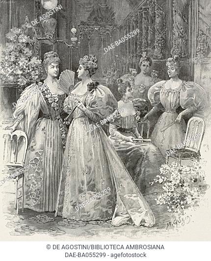 The dresses worn at the Brancovan Princess's ball: (from left to right) Duchess of Rohan, Princess of Brancovan, Viscountess Houssaye, Madame Vallier