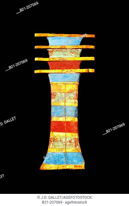 Djed Pillar, enigmatic hieroglyph and amulet linked to Osiris' backbone and resurrection. Egyptian Museum. Egypt