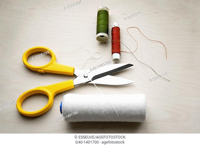 Dressmaking and Scissors and Thread