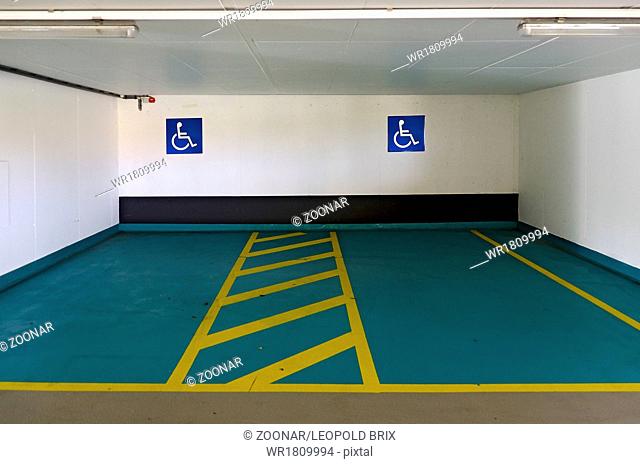 parking spaces for disabled at a covered car park