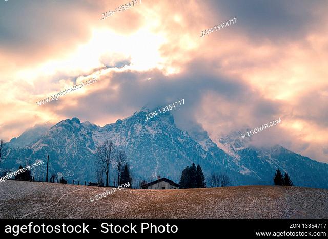 Wonderful view of the Orobie Alps, autumn / winter, the mountain is a little snow-covered , Oltre il Colle, Seriana Valley, Bergamo Italy