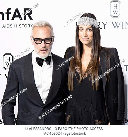 Gianluca Vacchi and Giorgia Gabriele on the red carpet of amfAR Milano 2016 at La Permanente. September 24, 2016 in Milan, Italy