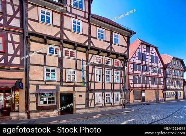 Half-timbered adventure house, half-timbered house, house facade, half-timbered, historically, Schmalkalden, Thuringia, Germany