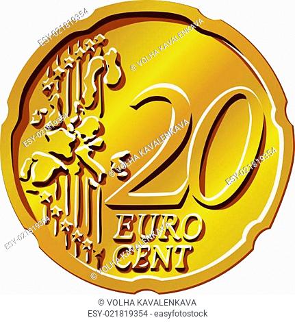 vector Money eurocent gold coin twenty