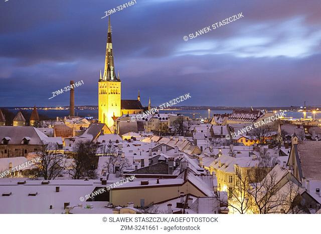 Winter dawn in Tallinn old town, Estonia