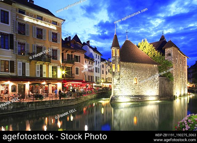 France, Rhone Alpes, Lake Annecy, Annecy at night