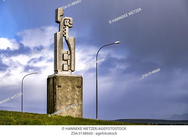 Hallsteinn Sigurosson's statue 'Madur og Kona' at Seltjarnarnes park in Reykjavik, Iceland