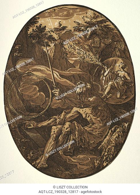 Demogorgon in the Cave of Eternity, c. 1588. Hendrick Goltzius (Dutch, 1558–1617). Chiaroscuro woodcut; overall: 34.9 x 26.2 cm (13 3/4 x 10 5/16 in.)