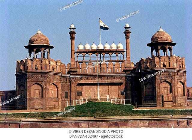 Indian flag on Red Fort , Delhi , India