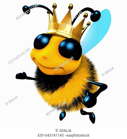 3d render of a funny cartoon honey bee character wearing a royal gold  crown, Stock Photo, Picture And Low Budget Royalty Free Image. Pic.  ESY-043141145 | agefotostock