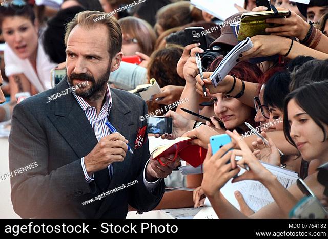 Actor Ralph Fiennes on the red carpet for A bigger splash movie during 72 Venice International Film Festival. Venice (Italy) September 6th, 2015