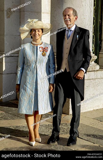 H.R.H. Dom Duarte, Duke of Braganza and H.R.H. Lady Dona Isabel de Braganza leave at the Basílica Palacio de Mafra, on October 07, 2023