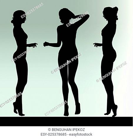 Vector Image - woman silhouette with hand gesture listen