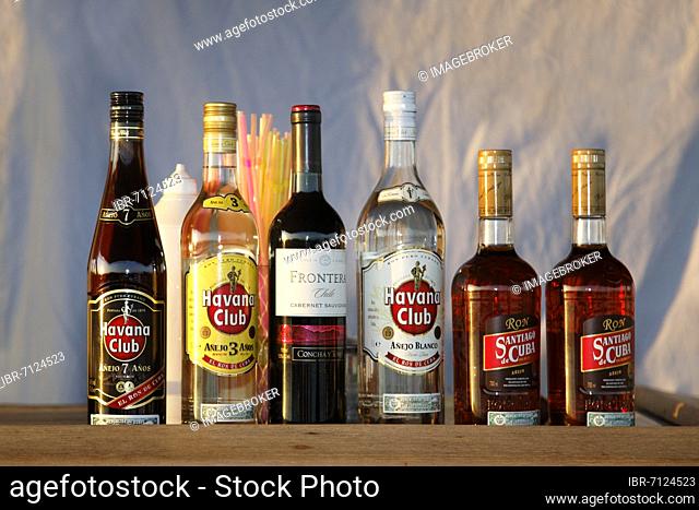 Bottles of Cuban Spirits, Havana Club Rum, Santiago de Cuba, Jardines de la Reina National Park, Archipelago, Camagüey and Ciego de Ávila Province, Caribbean