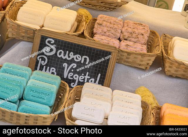 Soap, Stall, Market Stall, Market, Lorgues, Var, Provence, South of France, France, Europe