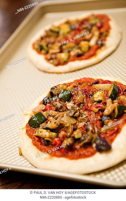 pita pizza - eggplant zuchinni and peppers
